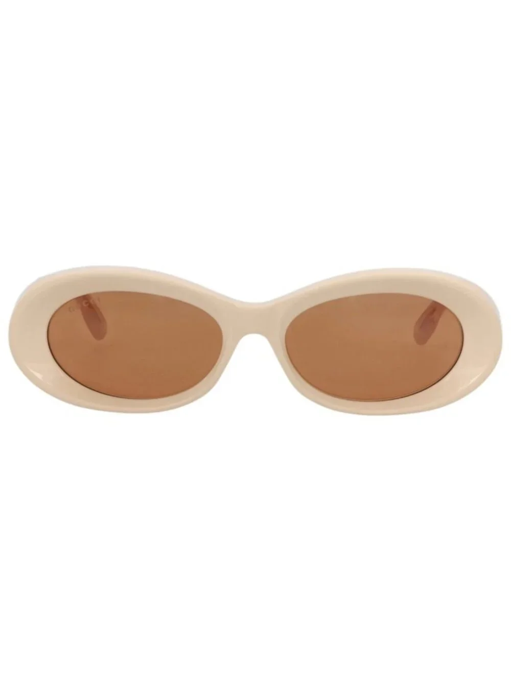 New Gucci Women's Sunglasses Round Oval Recycled Acetate Frame Beige Beige Brown